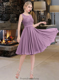 Jaelyn A-Line Square Neckline Knee-Length Chiffon Lace Bridesmaid Dress STKP0013252