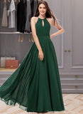 Ryleigh A-Line Scoop Neck Floor-Length Chiffon Bridesmaid Dress STKP0013257