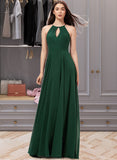 Ryleigh A-Line Scoop Neck Floor-Length Chiffon Bridesmaid Dress STKP0013257