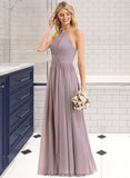 Taylor Empire Halter Floor-Length Chiffon Bridesmaid Dress With Ruffle Bow(s) STKP0013258