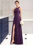 Selena A-Line Scoop Neck Floor-Length Chiffon Bridesmaid Dress With Split Front STKP0013260