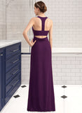 Selena A-Line Scoop Neck Floor-Length Chiffon Bridesmaid Dress With Split Front STKP0013260