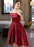 Caylee A-Line Off-the-Shoulder Asymmetrical Satin Bridesmaid Dress With Pockets STKP0013264