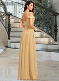 Izabelle A-Line V-neck Floor-Length Bridesmaid Dress STKP0013265