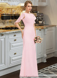 Jacqueline A-Line Scoop Neck Floor-Length Chiffon Bridesmaid Dress With Cascading Ruffles STKP0013269