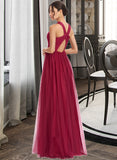 Liana A-Line Halter Floor-Length Bridesmaid Dress With Ruffle STKP0013274