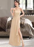 Lauretta A-Line Square Neckline Floor-Length Bridesmaid Dress With Split Front STKP0013275