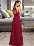 Jaylene A-Line Scoop Neck Floor-Length Bridesmaid Dress With Ruffle STKP0013277