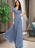 Karissa A-Line V-neck Floor-Length Bridesmaid Dress With Lace STKP0013278