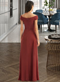 Belen Sheath/Column Off-the-Shoulder Floor-Length Bridesmaid Dress With Ruffle STKP0013284