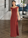 Belen Sheath/Column Off-the-Shoulder Floor-Length Bridesmaid Dress With Ruffle STKP0013284