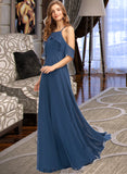 Desirae A-Line Square Neckline Floor-Length Chiffon Bridesmaid Dress STKP0013294