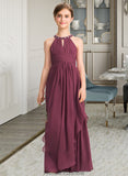 Ryan A-Line Scoop Neck Floor-Length Chiffon Junior Bridesmaid Dress With Ruffle Beading STKP0013313