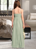 Melina A-Line Scoop Neck Floor-Length Chiffon Junior Bridesmaid Dress With Cascading Ruffles STKP0013318