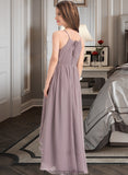 Theresa A-Line Scoop Neck Asymmetrical Chiffon Junior Bridesmaid Dress With Ruffle Bow(s) STKP0013326