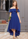 Angelica A-Line Off-the-Shoulder Asymmetrical Chiffon Junior Bridesmaid Dress With Cascading Ruffles STKP0013338