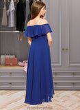 Angelica A-Line Off-the-Shoulder Asymmetrical Chiffon Junior Bridesmaid Dress With Cascading Ruffles STKP0013338