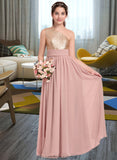 Shayla A-Line One-Shoulder Floor-Length Chiffon Junior Bridesmaid Dress With Ruffle STKP0013340