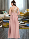 Shayla A-Line One-Shoulder Floor-Length Chiffon Junior Bridesmaid Dress With Ruffle STKP0013340