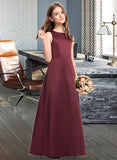 Madalyn A-Line Scoop Neck Floor-Length Satin Junior Bridesmaid Dress STKP0013348