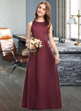 Madalyn A-Line Scoop Neck Floor-Length Satin Junior Bridesmaid Dress STKP0013348