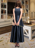 Shannon A-Line Scoop Neck Asymmetrical Satin Junior Bridesmaid Dress With Cascading Ruffles STKP0013352