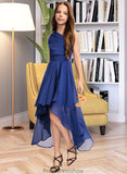 Camila A-Line One-Shoulder Asymmetrical Chiffon Junior Bridesmaid Dress With Bow(s) Ruffles STKP0013363