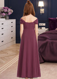 Rylie A-Line Off-the-Shoulder Floor-Length Chiffon Junior Bridesmaid Dress With Ruffle STKP0013376