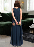 Sandy A-Line Scoop Neck Asymmetrical Chiffon Junior Bridesmaid Dress STKP0013384