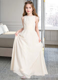 Alena A-Line Scoop Neck Floor-Length Chiffon Junior Bridesmaid Dress With Cascading Ruffles STKP0013394