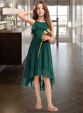 Sonia A-Line Scoop Neck Asymmetrical Chiffon Junior Bridesmaid Dress With Cascading Ruffles STKP0013395