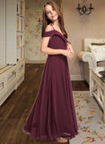 Aiyana A-Line Off-the-Shoulder Floor-Length Chiffon Junior Bridesmaid Dress STKP0013408