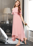 Sarahi A-Line Scoop Neck Tea-Length Chiffon Lace Junior Bridesmaid Dress STKP0013414