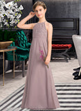 Mareli A-LineScoopNeckFloor-LengthChiffonLaceJuniorBridesmaidDressWithRuffle#173272 STKP0013416