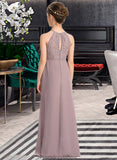 Mareli A-LineScoopNeckFloor-LengthChiffonLaceJuniorBridesmaidDressWithRuffle#173272 STKP0013416