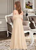 Taliyah A-Line Off-the-Shoulder Floor-Length Chiffon Junior Bridesmaid Dress With Cascading Ruffles STKP0013419