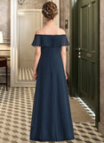 Cadence A-Line Off-the-Shoulder Floor-Length Chiffon Junior Bridesmaid Dress With Cascading Ruffles STKP0013431