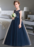 Olympia Ball-Gown/PrincessScoopNeckFloor-LengthTulleJuniorBridesmaidDressWithSash#126265 STKP0013449