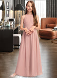 Lilianna A-Line Scoop Neck Floor-Length Chiffon Junior Bridesmaid Dress With Ruffle STKP0013451