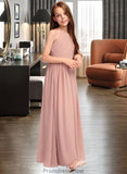 Lilianna A-Line Scoop Neck Floor-Length Chiffon Junior Bridesmaid Dress With Ruffle STKP0013451