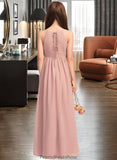 Lilianna A-Line Scoop Neck Floor-Length Chiffon Junior Bridesmaid Dress With Ruffle STKP0013451