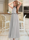 Annalise A-Line High Neck Floor-Length Chiffon Junior Bridesmaid Dress With Ruffle STKP0013452