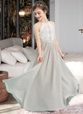 Jenny A-Line Scoop Neck Floor-Length Chiffon Junior Bridesmaid Dress STKP0013463