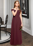 Kaylin A-Line Off-the-Shoulder Floor-Length Chiffon Junior Bridesmaid Dress With Ruffle STKP0013467