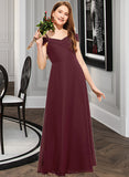 Kaylin A-Line Off-the-Shoulder Floor-Length Chiffon Junior Bridesmaid Dress With Ruffle STKP0013467