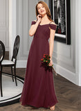 Kaylin A-Line Off-the-Shoulder Floor-Length Chiffon Junior Bridesmaid Dress With Ruffle STKP0013467