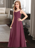 Sanai A-Line Sweetheart Floor-Length Chiffon Junior Bridesmaid Dress With Ruffle STKP0013470