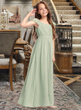 Jode A-Line Scoop Neck Floor-Length Chiffon Junior Bridesmaid Dress With Ruffle Bow(s) STKP0013474