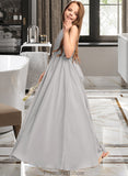 Anabelle A-Line Scoop Neck Floor-Length Chiffon Junior Bridesmaid Dress With Ruffle Bow(s) STKP0013483