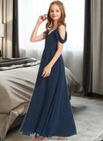 Elsa A-Line Off-the-Shoulder Floor-Length Chiffon Junior Bridesmaid Dress STKP0013485